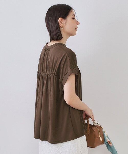 OPAQUE.CLIP tシャツ スキッパーフレアカットソー「接触冷感