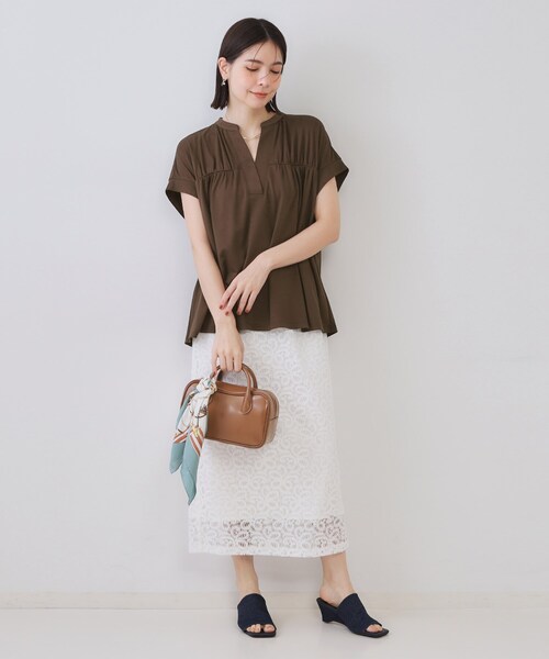 OPAQUE.CLIP tシャツ スキッパーフレアカットソー「接触冷感
