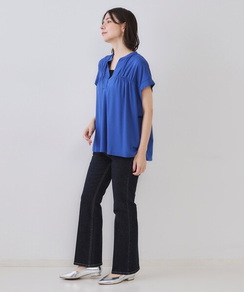 OPAQUE.CLIP tシャツ スキッパーフレアカットソー「接触冷感