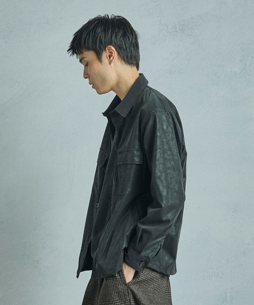 MEN'S BIGI（メンズビギ） シャツ フェイクレザーCPOシャツ メンズ