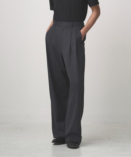 ワイドパンツ スラックス 2TUCK WIDE PINSTRIPE PANTS メンズ レディースの画像