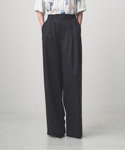 Juha（ユハ） スラックス 2TUCK WIDE PINSTRIPE PANTS メンズ