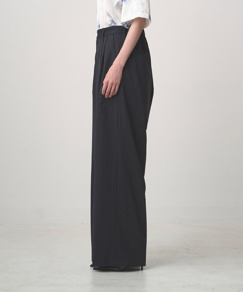 ワイドパンツ スラックス 2TUCK WIDE PINSTRIPE PANTS メンズ レディースの画像