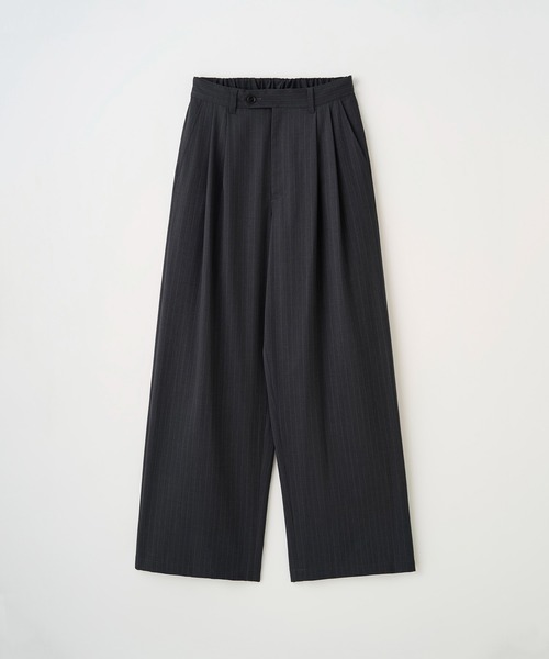 ワイドパンツ スラックス 2TUCK WIDE PINSTRIPE PANTS メンズ レディースの画像