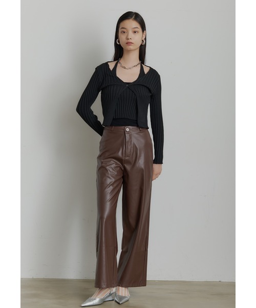 SEN TOKYO パンツ PUレザーワイドパンツ レディース メンズ : ZOZOTOWN