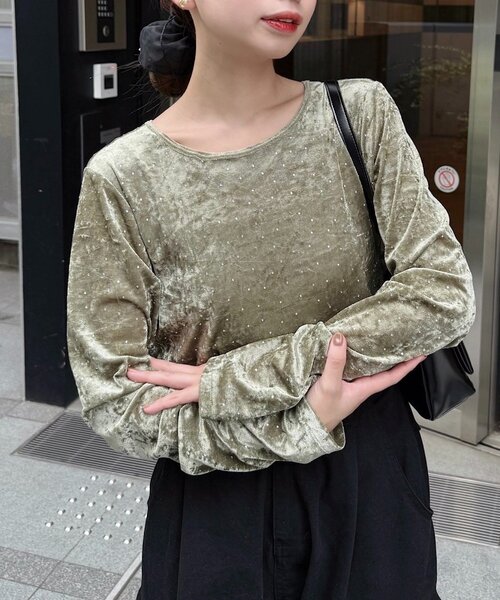 Kastane（カスタネ） tシャツ 「新色追加/7色展開」スタッズベロアプル