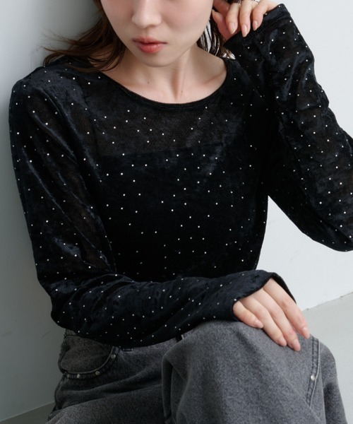 Kastane（カスタネ） tシャツ 「新色追加/7色展開」スタッズベロアプル