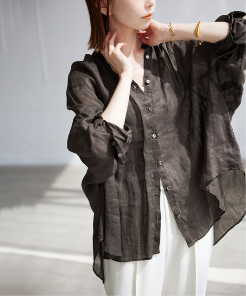 「SLOBE IENA」 長袖ブラウス - ブルー レディース_画像9