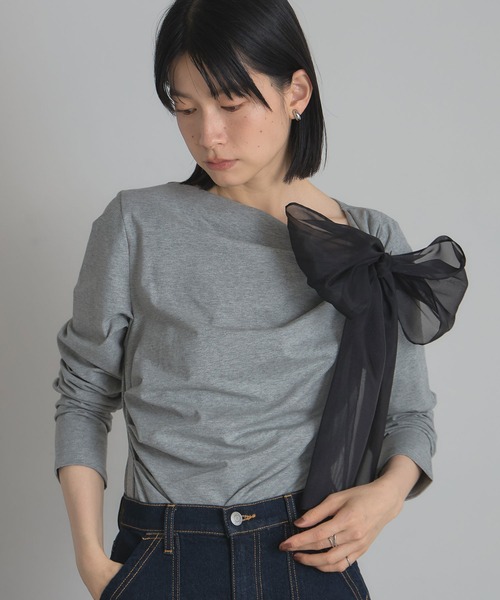 &. NOSTALGIA（ノスタルジア） tシャツ ビッグリボンドレープTシャツ