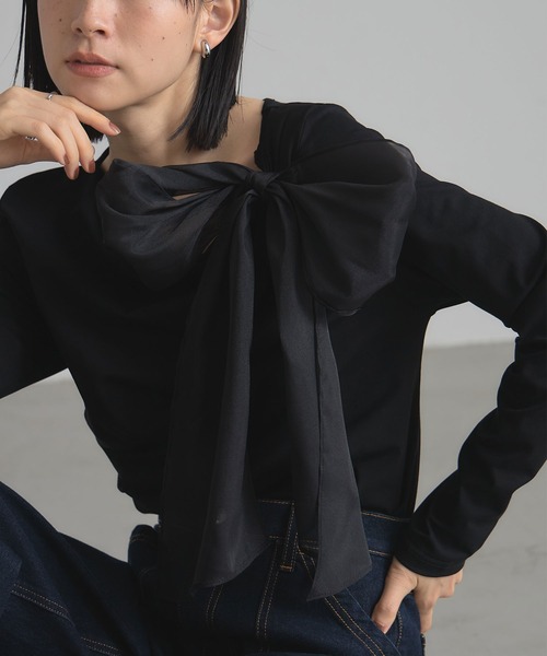 &. NOSTALGIA（ノスタルジア） tシャツ ビッグリボンドレープTシャツ