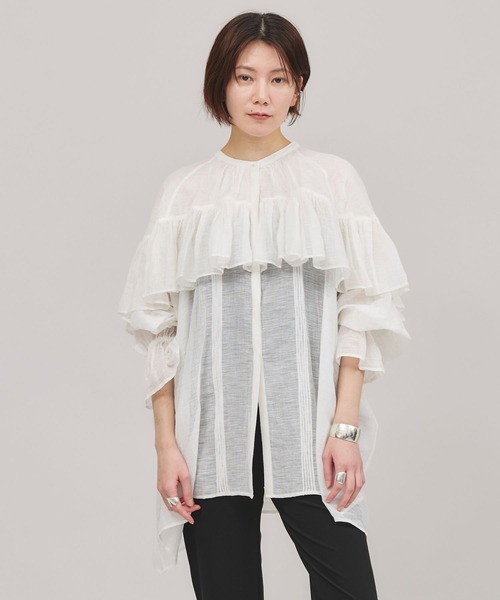 「Curensology」 半袖チュニック FREE サックスブルー レディース_画像2