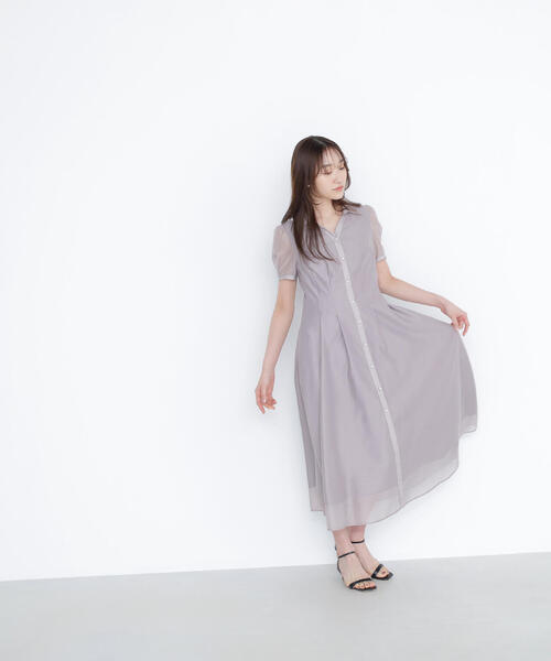 「NATURAL BEAUTY BASIC」 半袖ワンピース SMALL ネイビー レディース_画像3