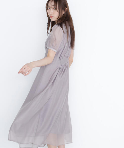 「NATURAL BEAUTY BASIC」 半袖ワンピース SMALL ネイビー レディース_画像4