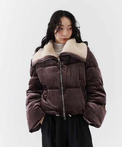 NUJOH ダウンコート ダウンジャケット Velvet Short Down Jacket
