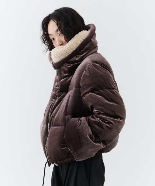 NUJOH ダウンコート ダウンジャケット Velvet Short Down Jacket