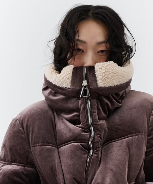 NUJOH ダウンコート ダウンジャケット Velvet Short Down Jacket