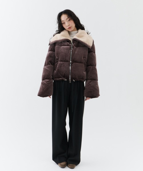 NUJOH ダウンコート ダウンジャケット Velvet Short Down Jacket
