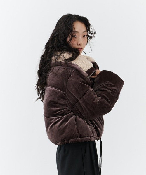 NUJOH ダウンコート ダウンジャケット Velvet Short Down Jacket