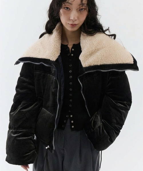 NUJOH ダウンコート ダウンジャケット Velvet Short Down Jacket