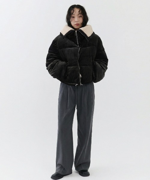 NUJOH ダウンコート ダウンジャケット Velvet Short Down Jacket