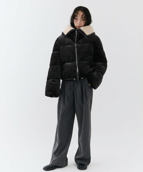 NUJOH ダウンコート ダウンジャケット Velvet Short Down Jacket