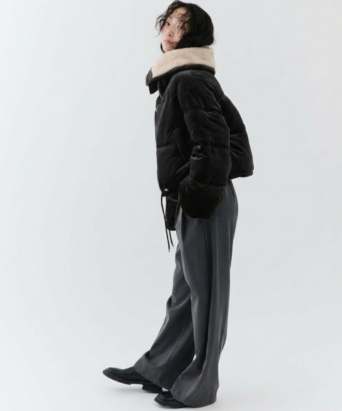 NUJOH ダウンコート ダウンジャケット Velvet Short Down Jacket