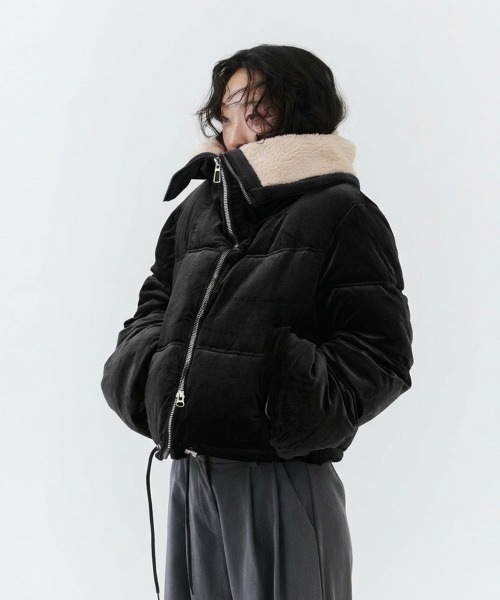 NUJOH ダウンコート ダウンジャケット Velvet Short Down Jacket