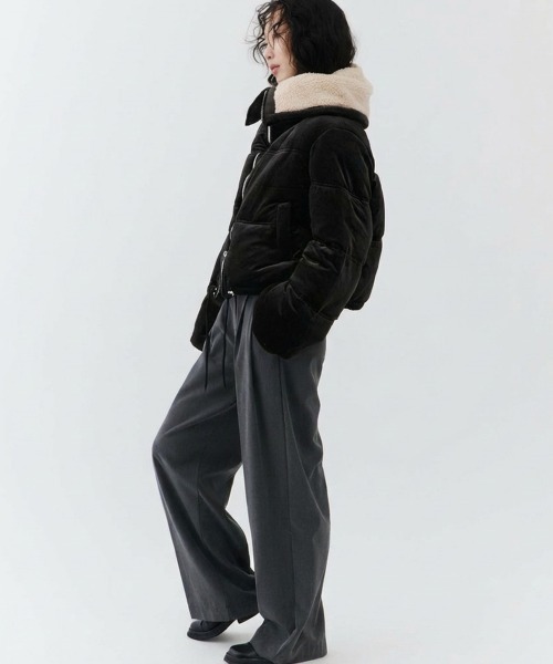 NUJOH ダウンコート ダウンジャケット Velvet Short Down Jacket