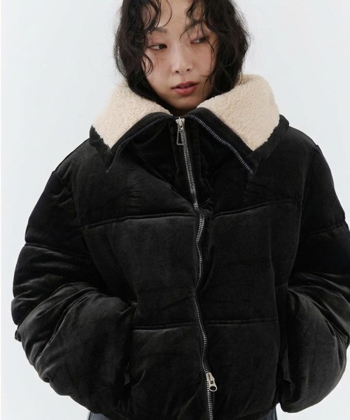 NUJOH ダウンコート ダウンジャケット Velvet Short Down Jacket