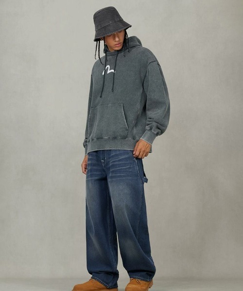 STYLISE パーカー 「EVISU」HEAVY WEIGHT RIB PANEL HOODIE / ライト