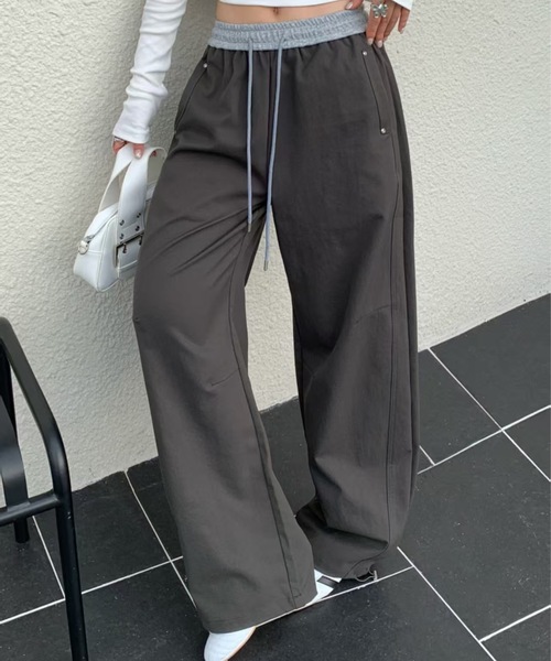 CREARE -LINO- ワイドパンツ スウェットパンツ ジャージ バイカラー