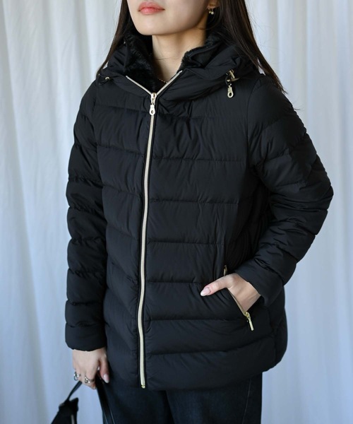 PALPH LAURENブラック ダウンフェザーコート ジャケット レディース ＆HALF ダウンコート ダウンジャケット ストレッチダウンコート(ダウン