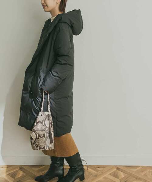 美品 アーバンリサーチアイテムズ フーデッドダウンコート ロング リブ F 灰色 リフレクト Reflect 【定番人気】フーデッドロングダウンコート