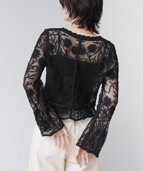 Super Beauty フラワーレース カーディガン 花柄 ビーズ 黒 XL 3b25a98d194d93360053b35609ac4f