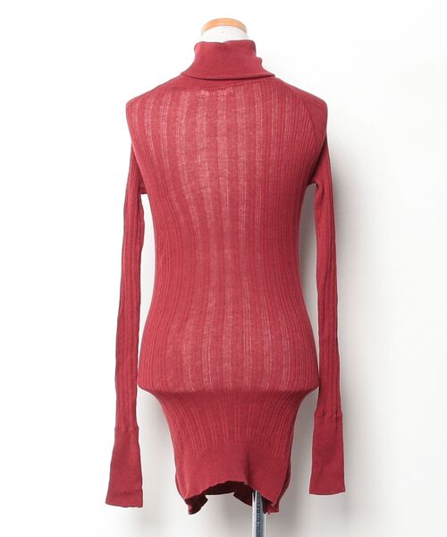 「tumugu」 タートルネックニット FREE レッド レディース_画像2