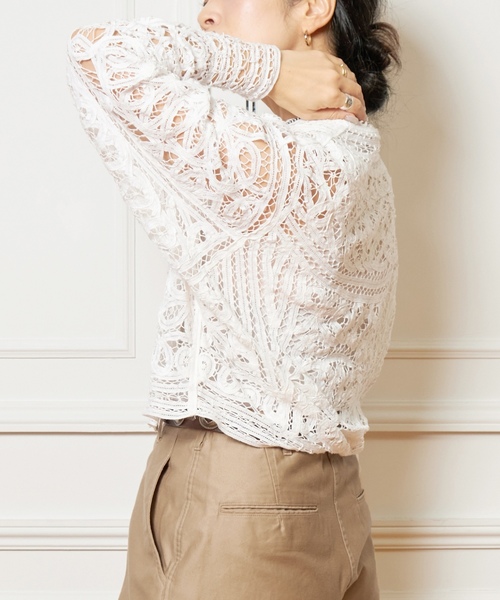 「IENA LA BOUCLE」 長袖ブラウス FREE ホワイト レディース_画像6