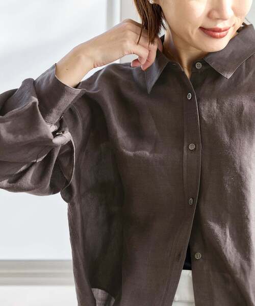 新品★ラミーショートシャツ ナチュラル 36 イエナ　リネン　ラミーリヨセル イエナ IENA 《追加》ラミーリヨセルショートシャツ （サックスブルー
