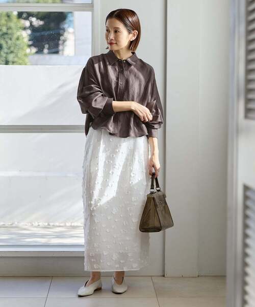 美品 IENA イエナ 24-050-900-0700-2-0 ラミーリヨセルショートシャツ ブラウス 38 ラミー リヨセル 長袖 レディース AM8626A79 イエナ IENA 《新色/WEB限定/追加3》ラミーリヨセルノーカラーブラウス