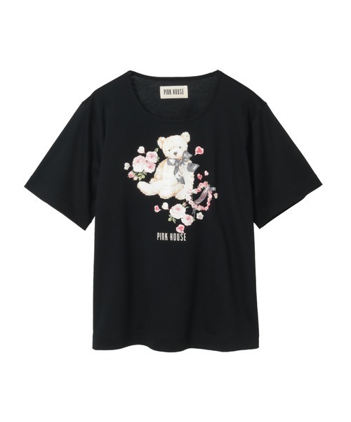 PINK HOUSE クマ刺繍 半袖Tシャツ PINK HOUSE（ピンクハウス） tシャツ 半袖 テディローズプリント
