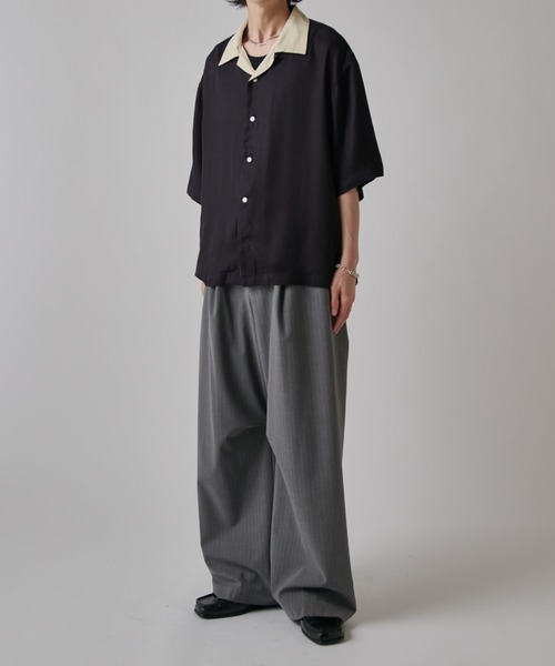 60'S KING LOUIE レーヨン 半袖 無地 ボーリングシャツ グレー Lui's（ルイス） シャツ 半袖 レーヨンボーリングシャツ メンズ