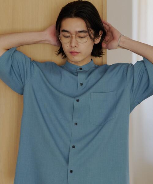 THE SHOP TK シャツ 半袖 LITE TEX バンドカラー半袖シャツ 接触冷感