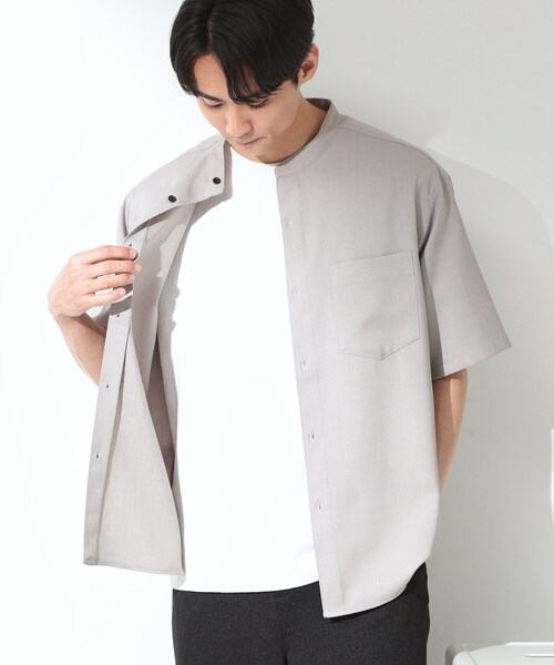 THE SHOP TK シャツ 半袖 LITE TEX バンドカラー半袖シャツ 接触冷感