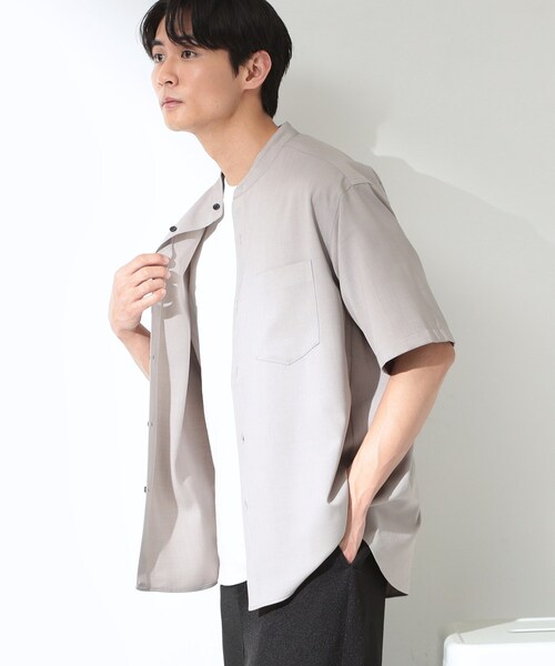 THE SHOP TK シャツ 半袖 LITE TEX バンドカラー半袖シャツ 接触冷感