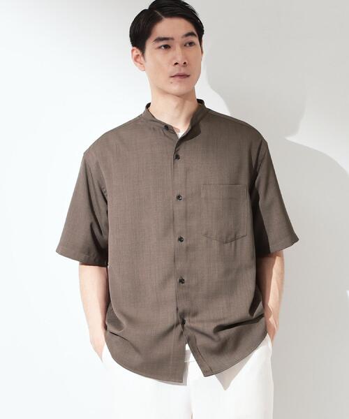 THE SHOP TK シャツ 半袖 LITE TEX バンドカラー半袖シャツ 接触冷感