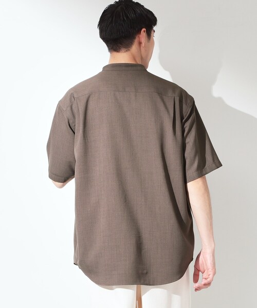 THE SHOP TK シャツ 半袖 LITE TEX バンドカラー半袖シャツ 接触冷感