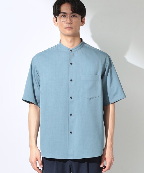 THE SHOP TK シャツ 半袖 LITE TEX バンドカラー半袖シャツ 接触冷感