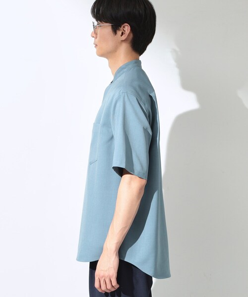 THE SHOP TK シャツ 半袖 LITE TEX バンドカラー半袖シャツ 接触冷感