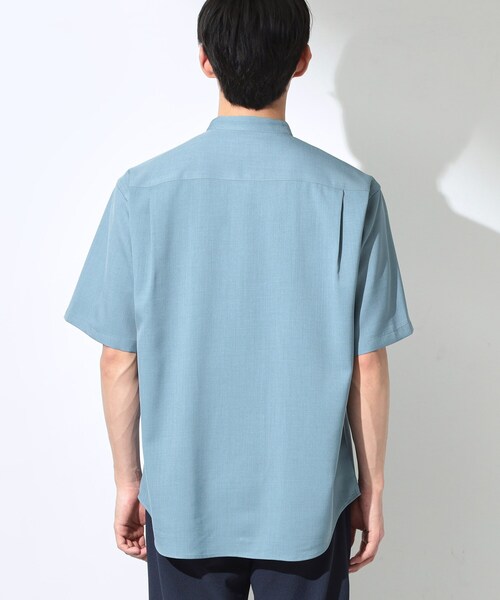 THE SHOP TK シャツ 半袖 LITE TEX バンドカラー半袖シャツ 接触冷感
