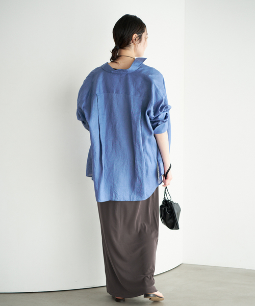 ブラウス シャツ Linen Tent Line シャツ レディースの画像
