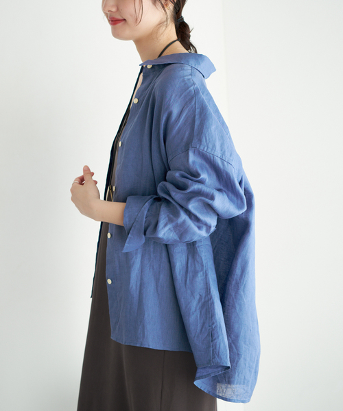 ブラウス シャツ Linen Tent Line シャツ レディースの画像